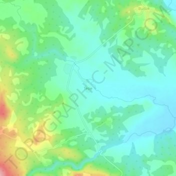Topografische Karte Tepe, Höhe, Relief