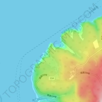 Topografische Karte ウトロ崎灯台, Höhe, Relief