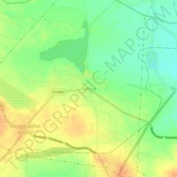 Topografische Karte Ilathur, Höhe, Relief