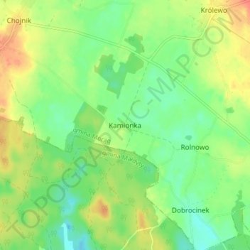 Topografische Karte Kamionka, Höhe, Relief