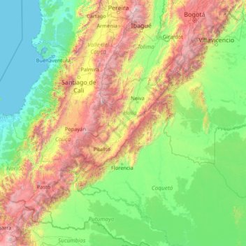 Topografische Karte Huila, Höhe, Relief