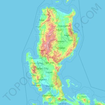 Topografische Karte Nueva Vizcaya, Höhe, Relief