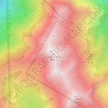 Topografische Karte Cerro López, Höhe, Relief