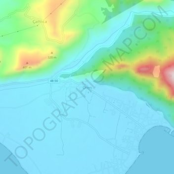 Topografische Karte Ören, Höhe, Relief