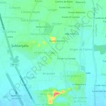 Topografische Karte Yanquisa, Höhe, Relief