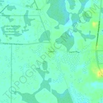 Topografische Karte Poyner, Höhe, Relief