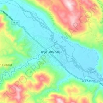 Topografische Karte Pichanaki, Höhe, Relief