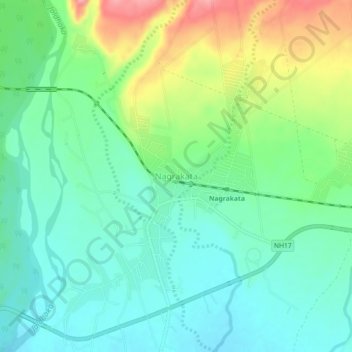 Topografische Karte Nagrakata, Höhe, Relief