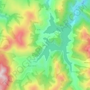 Topografische Karte Geamăna, Höhe, Relief