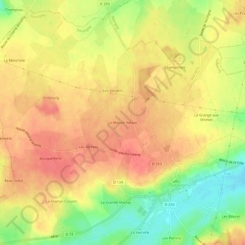 Topografische Karte La Maison Neuve, Höhe, Relief