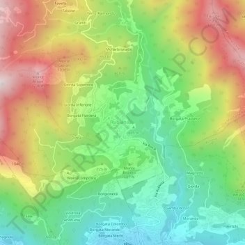 Topografische Karte Borgata Bugnone, Höhe, Relief