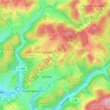 Topografische Karte Zäunchen, Höhe, Relief