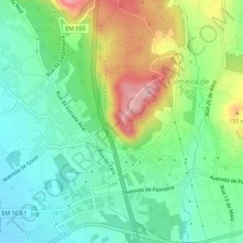 Topografische Karte Miradouro do Monte de Faro, Höhe, Relief