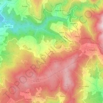 Topografische Karte Vilar, Höhe, Relief