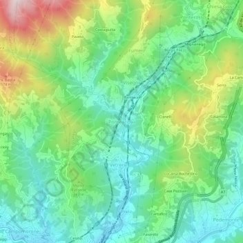 Topografische Karte Ponteacqua, Höhe, Relief