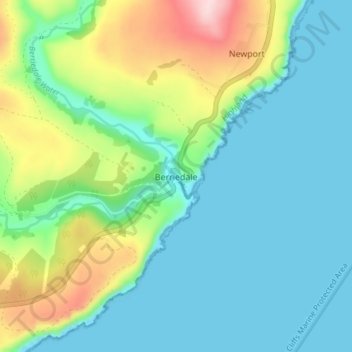 Topografische Karte Berriedale, Höhe, Relief