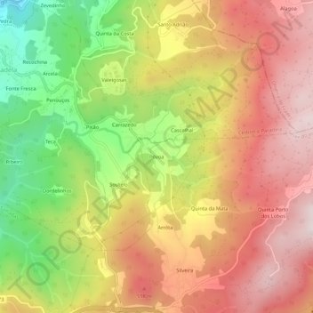 Topografische Karte Póvoa, Höhe, Relief