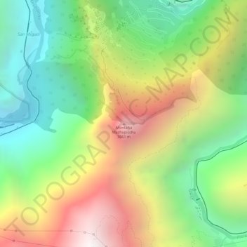 Topografische Karte Montaña Machupicchu, Höhe, Relief