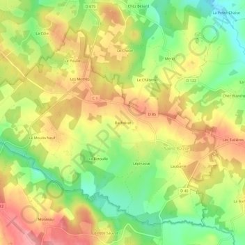 Topografische Karte Bacheirat, Höhe, Relief