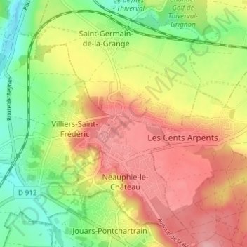 Topografische Karte Chatron, Höhe, Relief