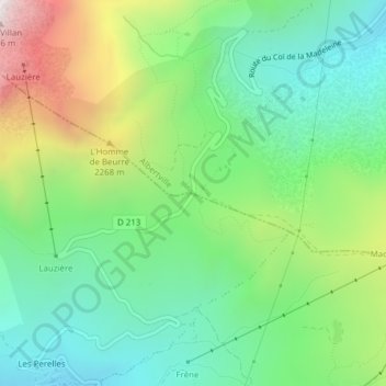 Topografische Karte Col de la Madeleine, Höhe, Relief