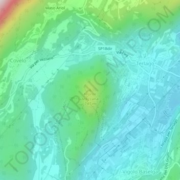 Topografische Karte Monte Mezzana, Höhe, Relief