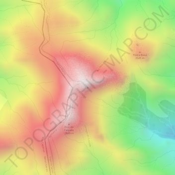 Topografische Karte Pico da Bandeira, Höhe, Relief