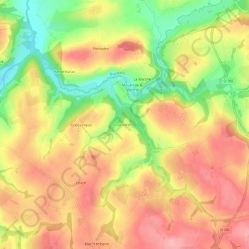 Topografische Karte Lanvorien, Höhe, Relief