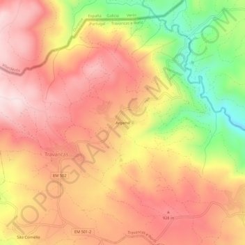 Topografische Karte Argemil, Höhe, Relief
