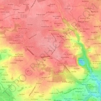 Topografische Karte Kerilis, Höhe, Relief