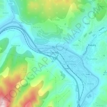 Topografische Karte Slivnice, Höhe, Relief