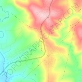 Topografische Karte Qunu, Höhe, Relief