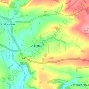Topografische Karte Shipton Oliffe, Höhe, Relief