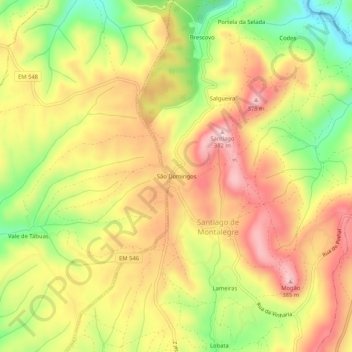 Topografische Karte São Domingos, Höhe, Relief