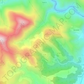 Topografische Karte Bernardes, Höhe, Relief