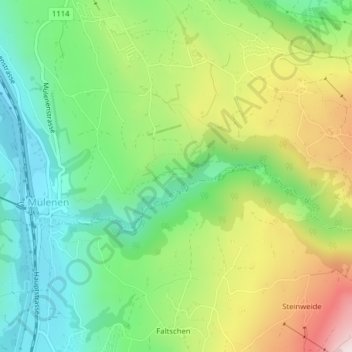 Topografische Karte Unteres Suldtal, Höhe, Relief