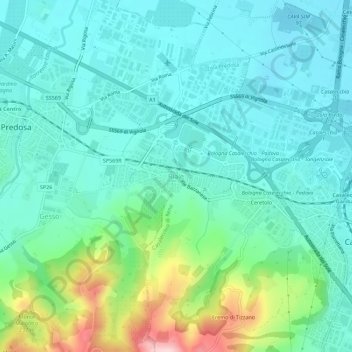 Topografische Karte Riale, Höhe, Relief