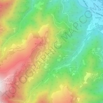 Topografische Karte San Lorenzo, Höhe, Relief