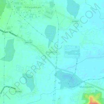 Topografische Karte Kolathur, Höhe, Relief