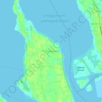Topografische Karte Perumbalam, Höhe, Relief