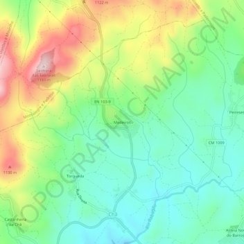 Topografische Karte Medeiros, Höhe, Relief