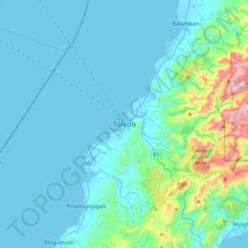 Topografische Karte Toledo, Höhe, Relief