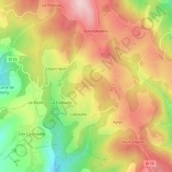 Topografische Karte Lutte, Höhe, Relief