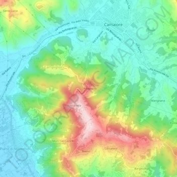 Topografische Karte Pedona, Höhe, Relief