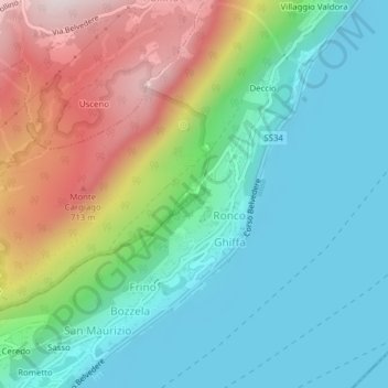 Topografische Karte Sacro Monte di Ghiffa, Höhe, Relief