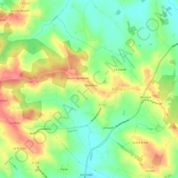 Topografische Karte Berry, Höhe, Relief