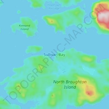 Topografische Karte Sullivan Bay, Höhe, Relief