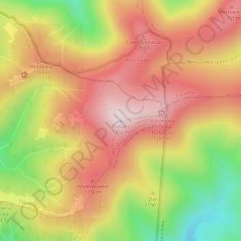Topografische Karte Obidowa, Höhe, Relief