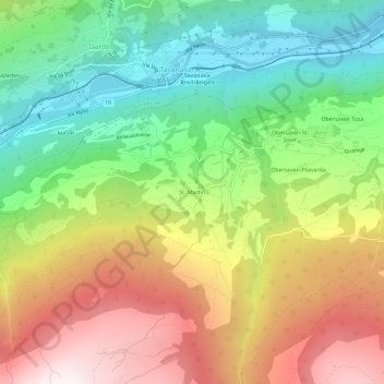 Topografische Karte St. Martin, Höhe, Relief