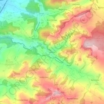 Topografische Karte Scherliau, Höhe, Relief